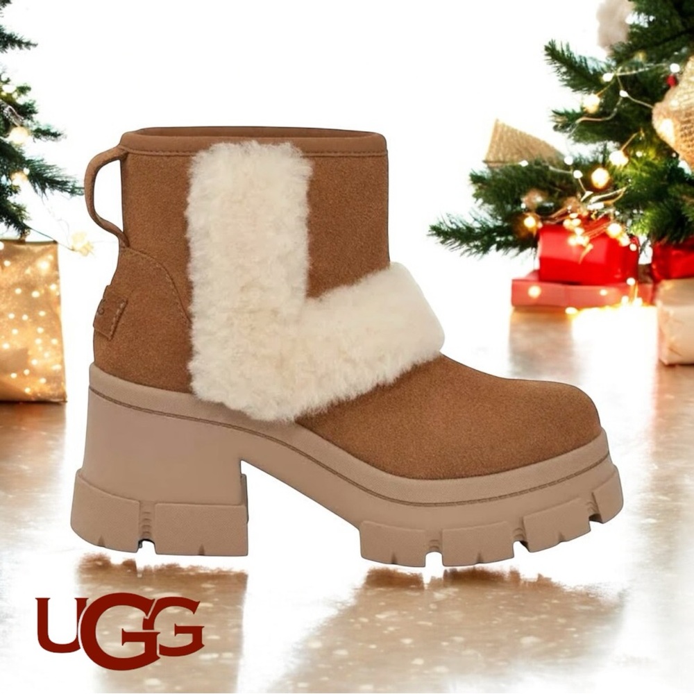 UGG Brooklyn Sunburst Waterproof Platform Bootie Size 9  S/N 1145710 Chestnut - Picture 3 of 12